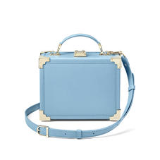 Mini Trunk Clutch in Bluebird Saffiano