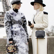 Mini Trunk Clutch in Navy Kaviar with Tudor Embroidery