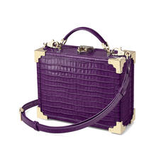 Mini Trunk Clutch in Deep Shine Amethyst Small Croc