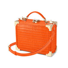 Mini Trunk Clutch in Deep Shine Amber Small Croc