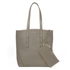 Essential Tote in Warm Grey Pebble (with A-Stitched Side Panels)