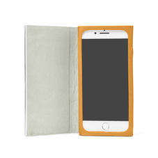 iPhone 7/8 Leather Book Case in Mustard Saffiano