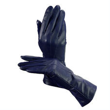 Ladies Cashmere Lined Leather Gloves in Navy