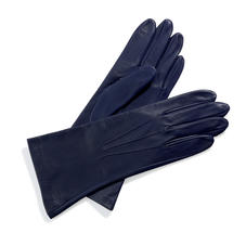 Ladies Cashmere Lined Leather Gloves in Navy