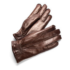 Mens Sheepskin Lined Leather Gloves in Brown Nappa