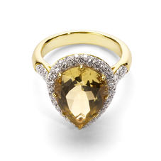 Hollywood Teardrop Lemon Quartz & Diamond Ring