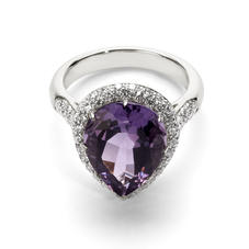 Hollywood Teardrop Amethyst & Diamond Ring