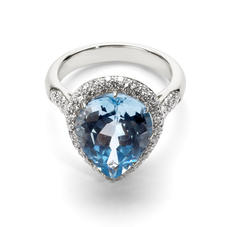 Hollywood Teardrop Blue Topaz & Diamond Ring