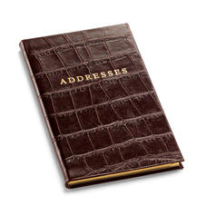 Slim Pocket Address Book in Deep Shine Amazon Brown Croc