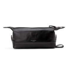 Men’s Leather Wash Bag in Smooth Black