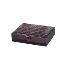 Gents Accessory Case in Deep Shine Amazon Brown Croc & Stone Suede
