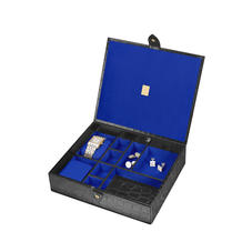 Gents Accessory Case in Deep Shine Black Croc & Cobalt Suede