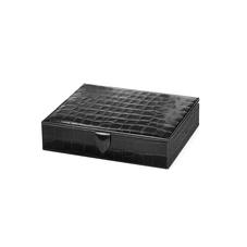 Gents Accessory Case in Deep Shine Black Croc & Cobalt Suede