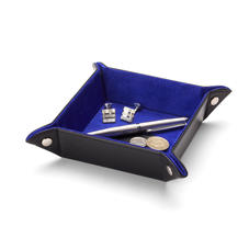 Mini Tidy Tray in Smooth Black & Cobalt Blue Suede