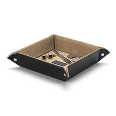 Medium Tidy Tray in Smooth Black & Stone Suede