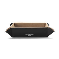 Medium Tidy Tray in Smooth Black & Stone Suede