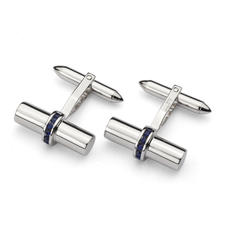 Silky Barrel Cufflinks Gemset with Cluster Sapphires in 9ct White Gold