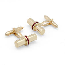 Silky Barrel Cufflinks Gemset with Cluster Rubies in 9ct Yellow Gold