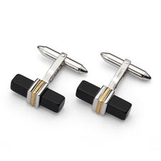 Black Onyx Cufflinks in 9ct White & Yellow Gold