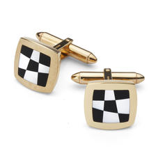 9ct Gold Black Onyx & Mother of Pearl Chequered Cufflinks