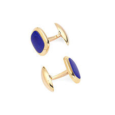 Cushion Cut Lapis Lazulite Cufflinks with Yellow Gold