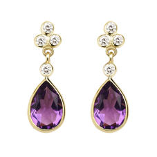 Aphrodite Teardrop Amethyst & Diamond Earrings