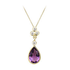 Aphrodite Teardrop Amethyst & Diamond Pendant Necklace