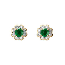 Debutante Emerald & Diamond Stud Earrings