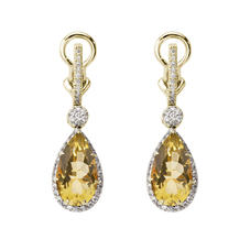 Hollywood Teardrop Lemon Quartz & Diamond Earrings