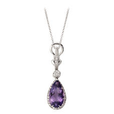 Hollywood Teardrop Amethyst & Diamond Pendant Necklace