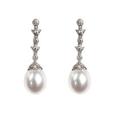 Victoriana Diamond & Pearl Drop Earrings