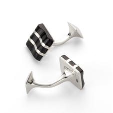 Wave Sterling Silver & Onyx Cufflinks