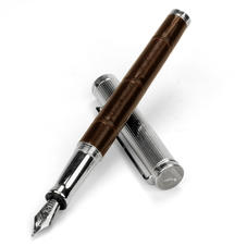 Sterling Silver & Leather Fountain Pen in Deep Shine Amazon Brown Croc