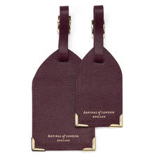 Set of 2 Luggage Tags in Burgundy Saffiano