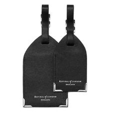 Set of 2 Luggage Tags in Black Saffiano