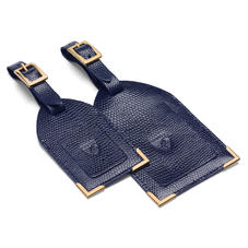 Set of 2 Luggage Tags in Midnight Blue Lizard