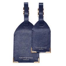 Set of 2 Luggage Tags in Midnight Blue Lizard
