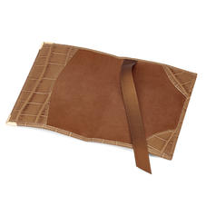 Passport Cover in Deep Shine Vintage Tan Croc & Cappuccino Suede