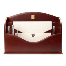 Stationery Rack in Smooth Cognac & Stone Suede