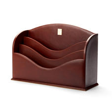 Stationery Rack in Smooth Cognac & Stone Suede