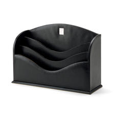 Stationery Rack in Smooth Black & Stone Suede