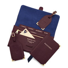 Classic Travel Collection in Burgundy Saffiano & Navy Suede
