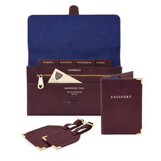 Classic Travel Collection in Burgundy Saffiano & Navy Suede