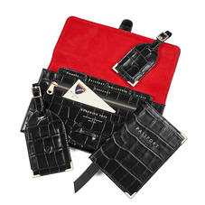Classic Travel Collection in Deep Shine Black Croc & Red Suede