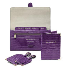 Classic Travel Collection in Deep Shine Amethyst Small Croc