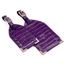 Set of 2 Luggage Tags in Deep Shine Amethyst Small Croc