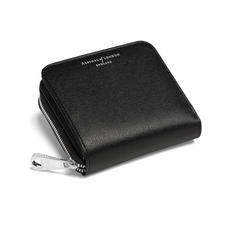 Mini Continental Zipped Coin Purse in Black Saffiano