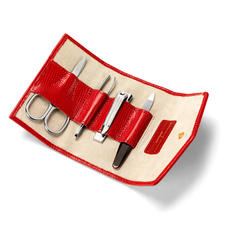 Mini Manicure Set in Berry Lizard & Cream Suede