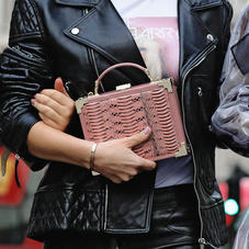 Mini Trunk Clutch in Dusky Pink Water Snake