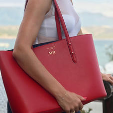 Regent Tote in Scarlet Saffiano (with A-Stitched Side Panels)